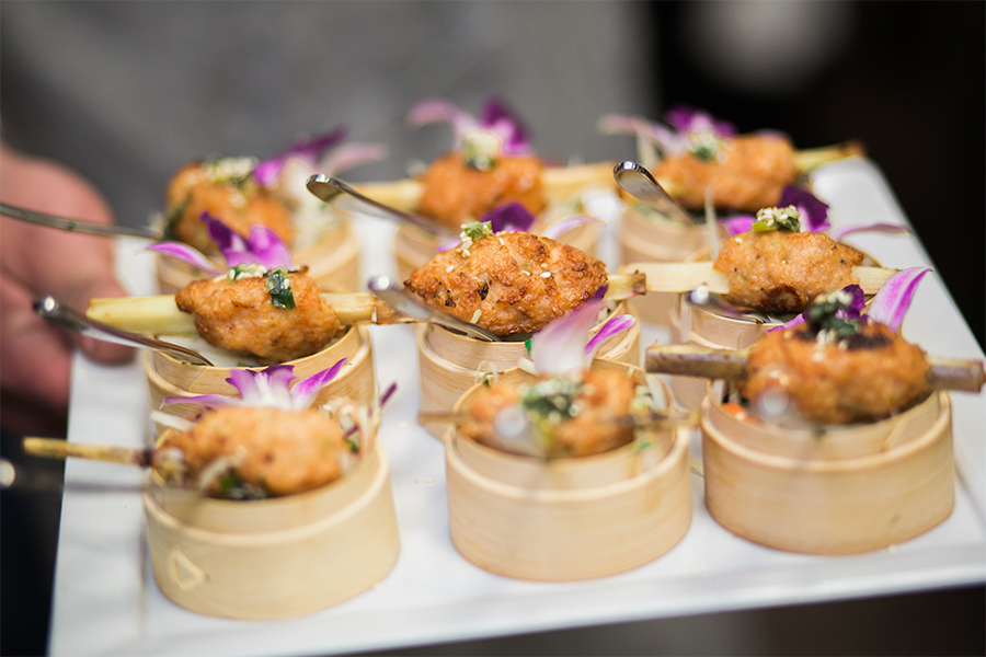 A tray of food on a table