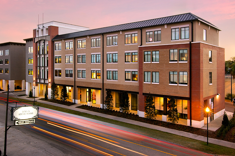 A building with many windows