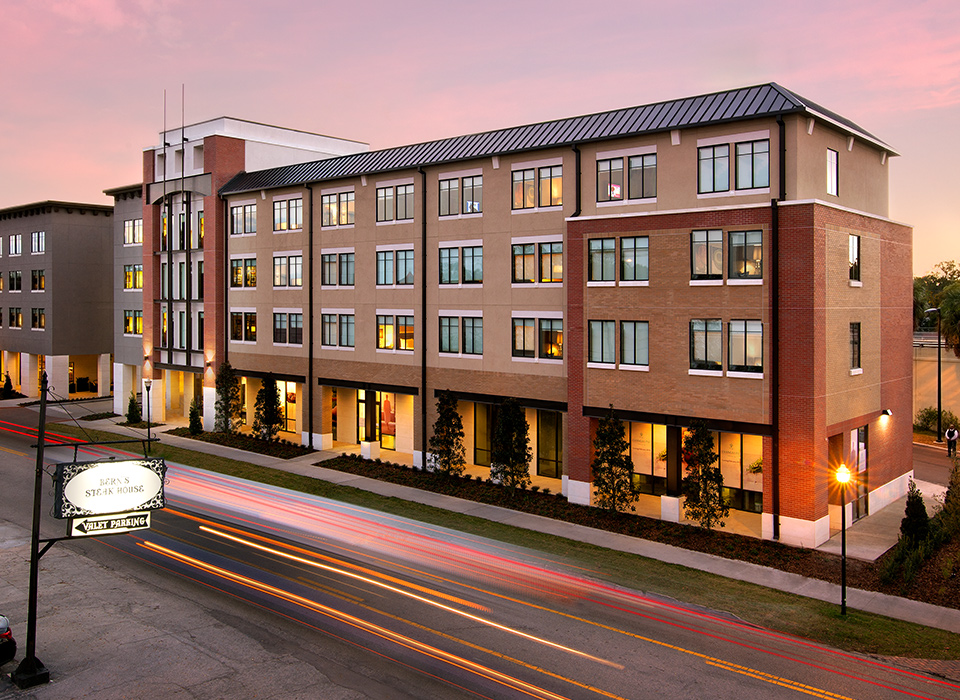 A long shot of a building