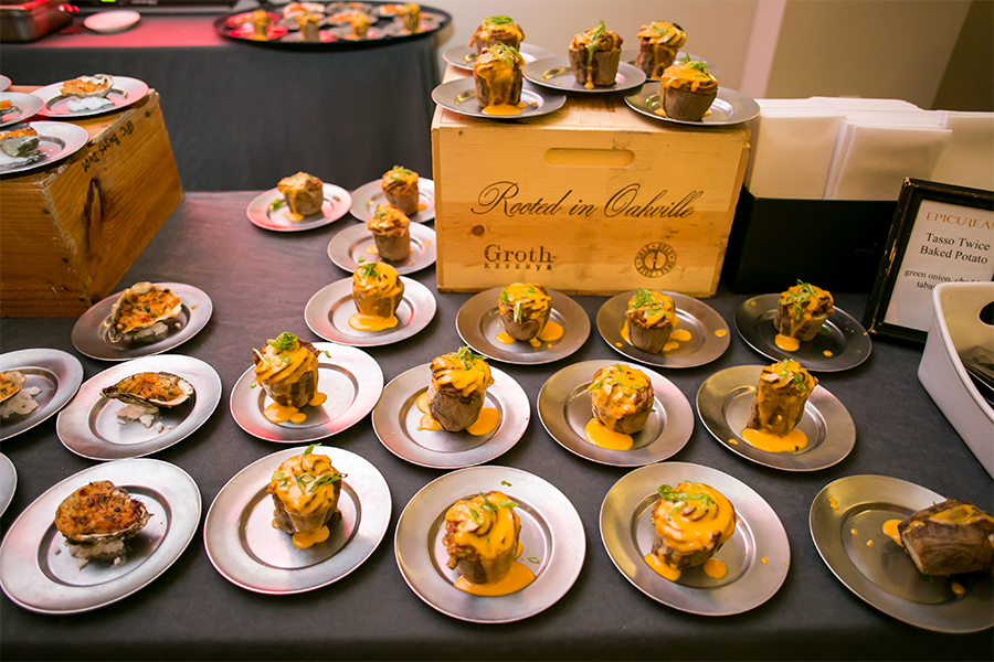 A table with plates of food