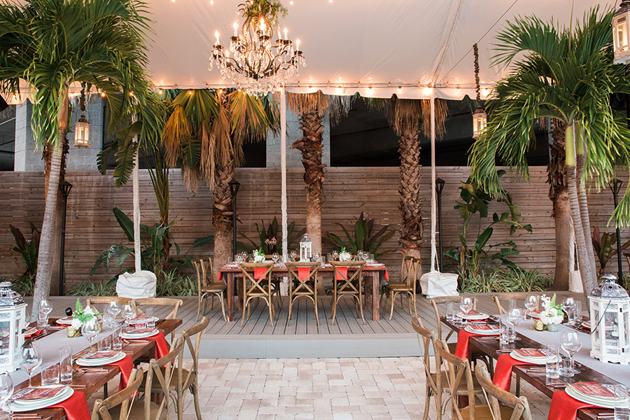 A table set up under a canopy