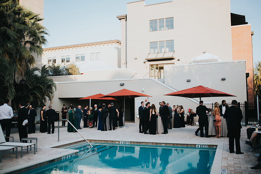 reception by the pool