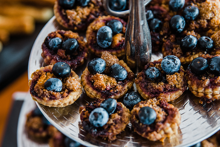 A plate of food with blueberries