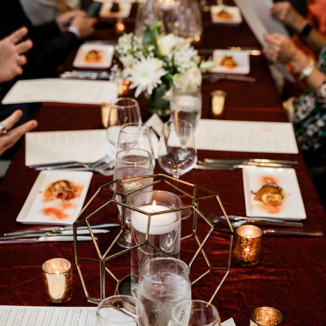 theatre table set up 